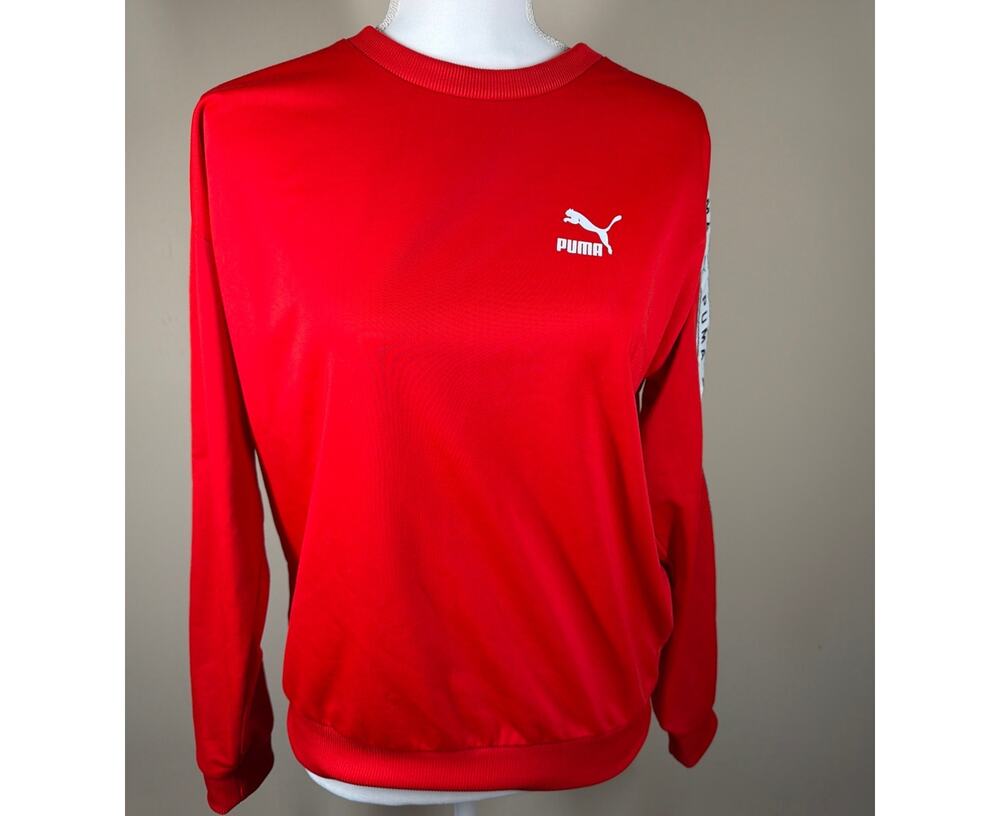 Puma Red Sweatshirt With Taped Side Stripe Medium